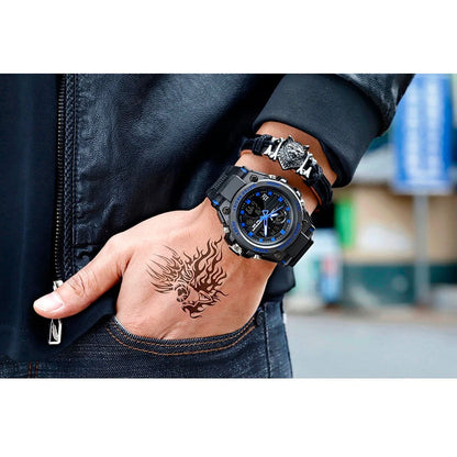 Rugged Men's Tactical Watch with Dual Time