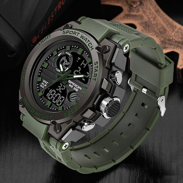 Rugged Men's Tactical Watch with Dual Time