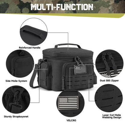 Military Tactical Insulated Meal Bag for Men 13L (Black)
