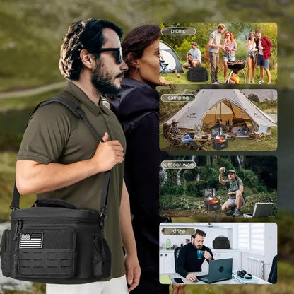 Military Tactical Insulated Meal Bag for Men 13L (Black)