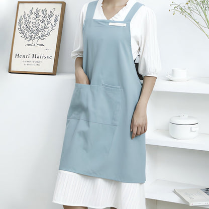 Cross-Back Cotton Apron with Pockets