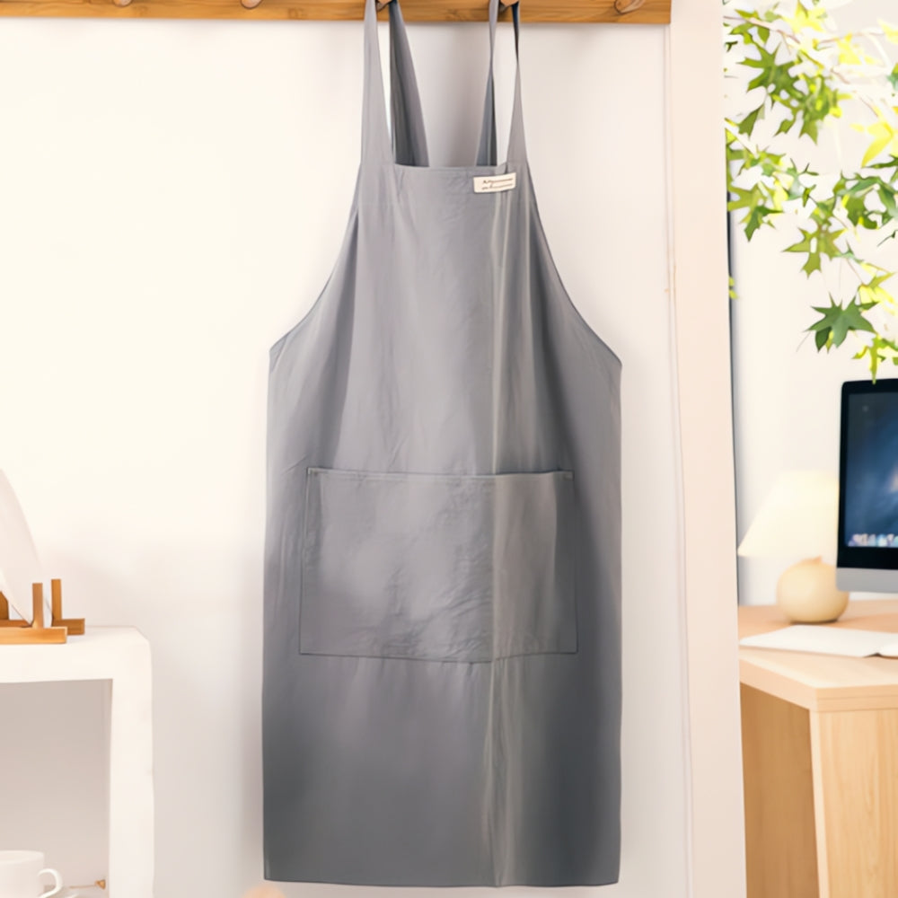 Cross-Back Cotton Apron with Pockets