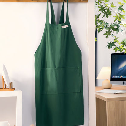 Cross-Back Cotton Apron with Pockets