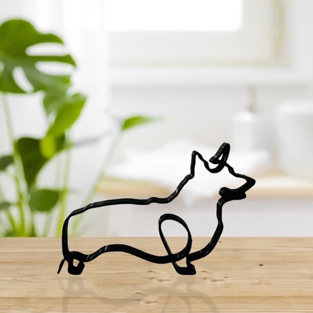 Modern Wireframe Dog Figure