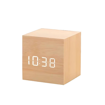 Compact LED Digital Cube Clock with Temp Display