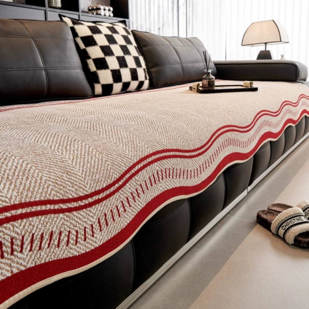 Decorative Wave Sofa Protector - Non-Slip Furniture Cover