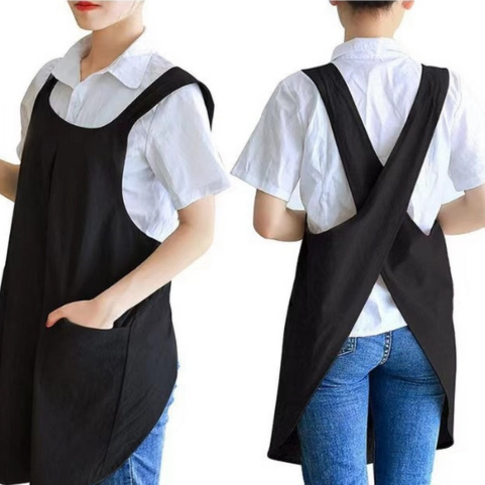 Korean-Style Cross-Back Apron Dress
