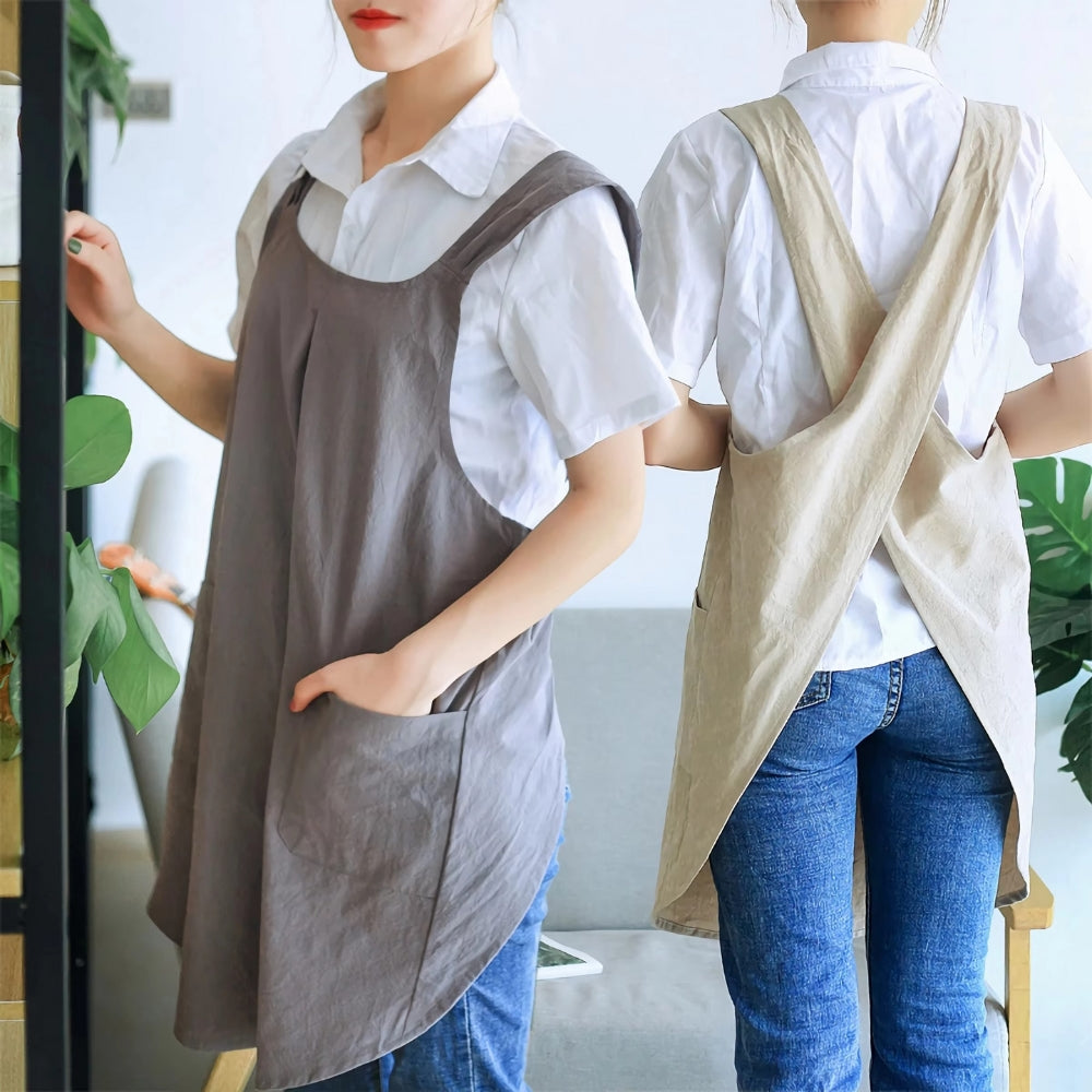 Korean-Style Cross-Back Apron Dress