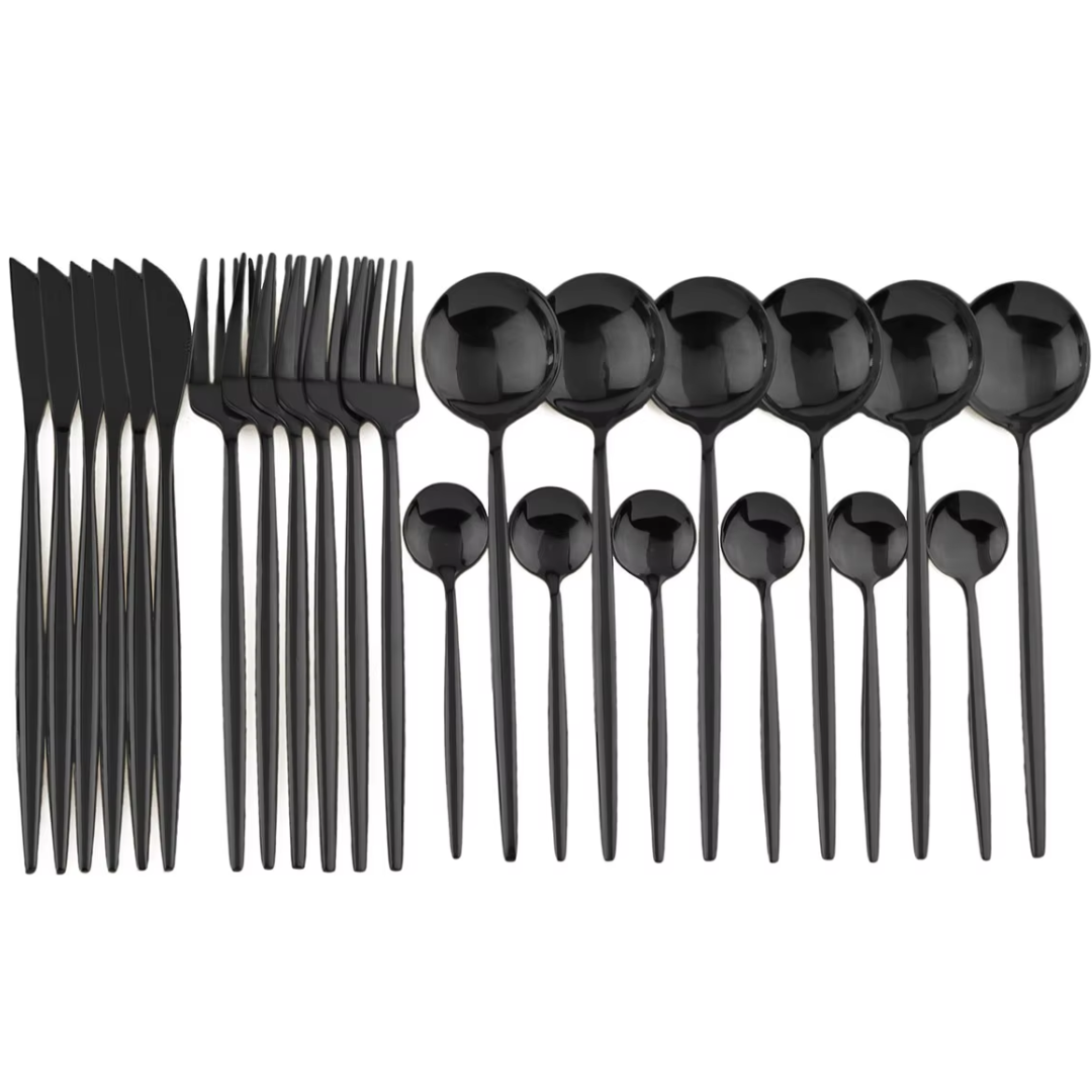 Niki | 24-Piece Cutlery Set | Stainless Steel | Black Design