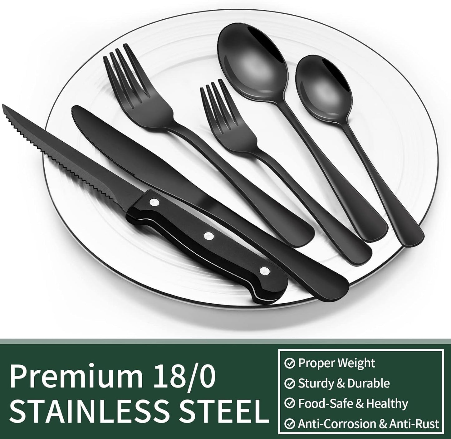 Niki | 24-Piece Cutlery Set | Stainless Steel | Black Design