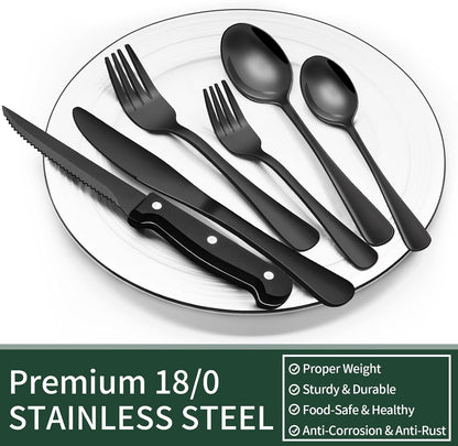 Niki | 24-Piece Cutlery Set | Stainless Steel | Black Design