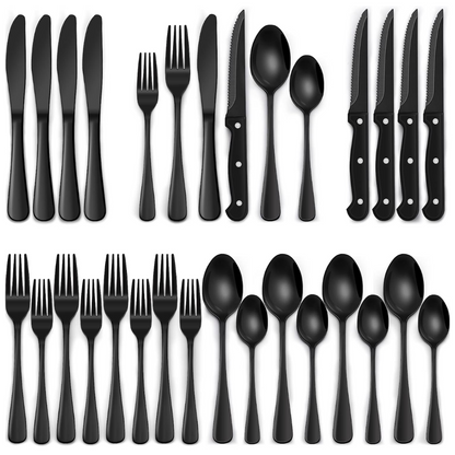 Niki | 24-Piece Cutlery Set | Stainless Steel | Black Design