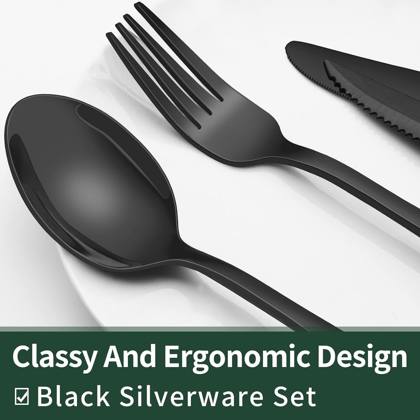 Niki | 24-Piece Cutlery Set | Stainless Steel | Black Design