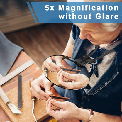 Niki | 5X Magnifying Glass Pro – Hands-Free Adjustable Neck Loupe for Seniors and Visually Impaired Individuals – Perfect for Reading, Sewing, Crafts, and Inspection
