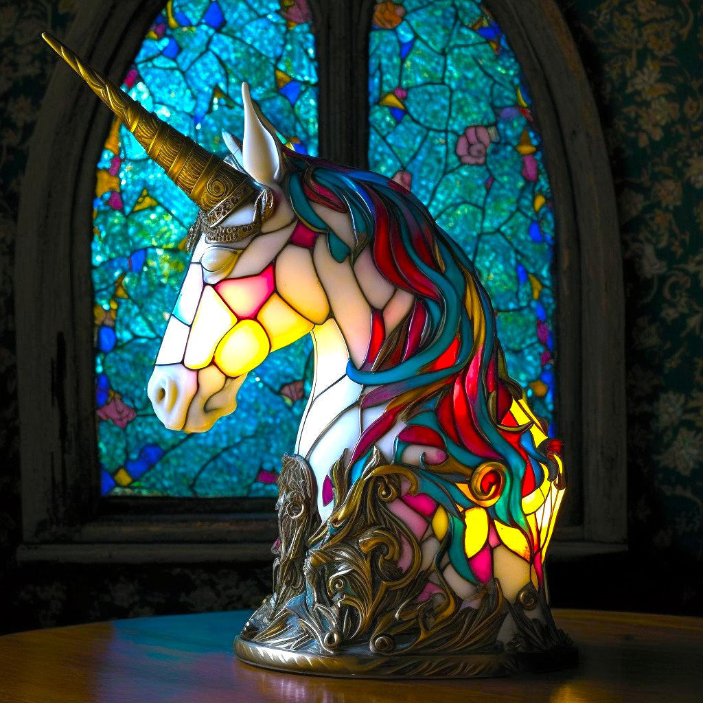 Niki | Artistic Animal Head Lamp, Stained Glass Look