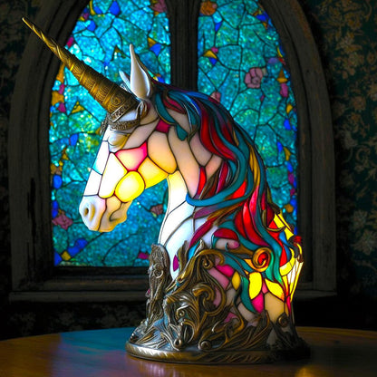 Niki | Artistic Animal Head Lamp, Stained Glass Look