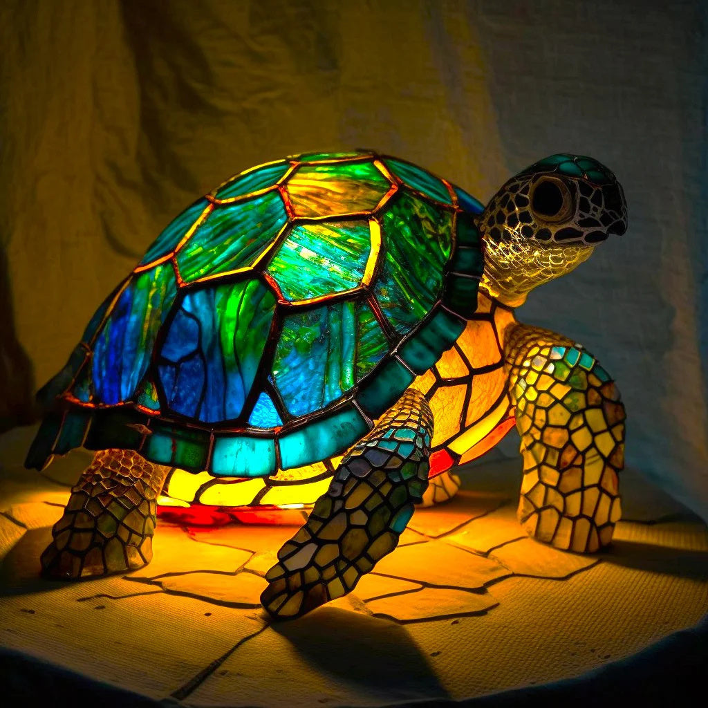 Niki | Artistic Animal Head Lamp, Stained Glass Look