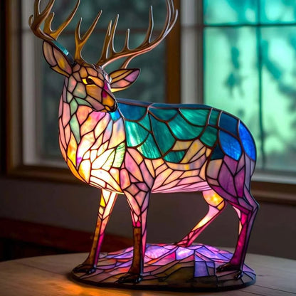 Niki | Artistic Animal Head Lamp, Stained Glass Look
