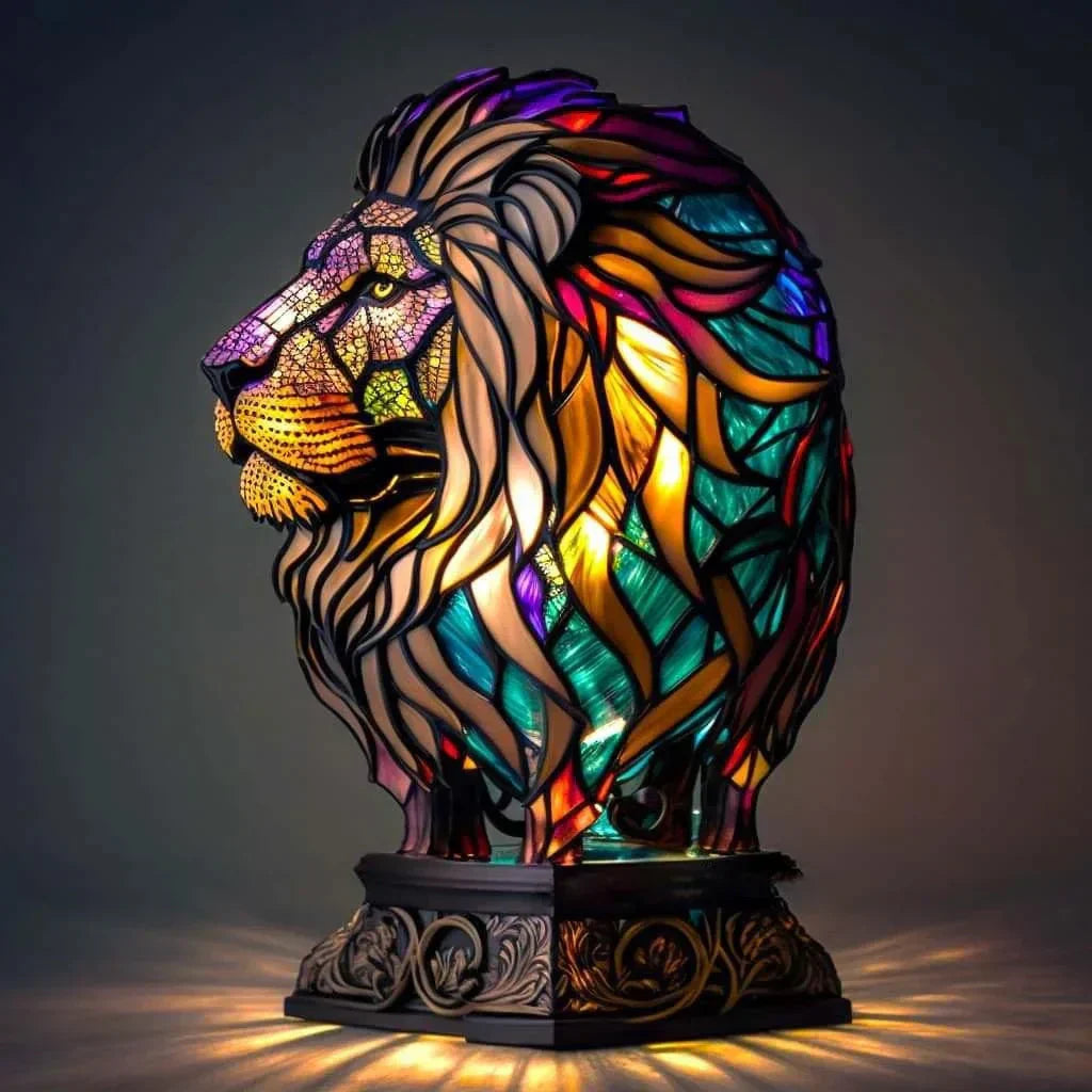 Niki | Artistic Animal Head Lamp, Stained Glass Look
