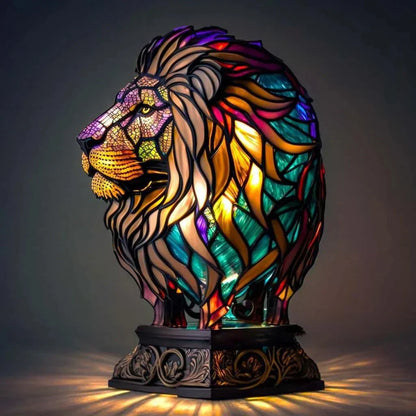 Niki | Artistic Animal Head Lamp, Stained Glass Look
