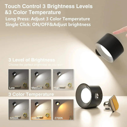 Niki | Battery-Powered Wall Lamp | Rechargeable, 360° Adjustable and Wireless for Bedrooms, Hallways, and Reading Nooks
