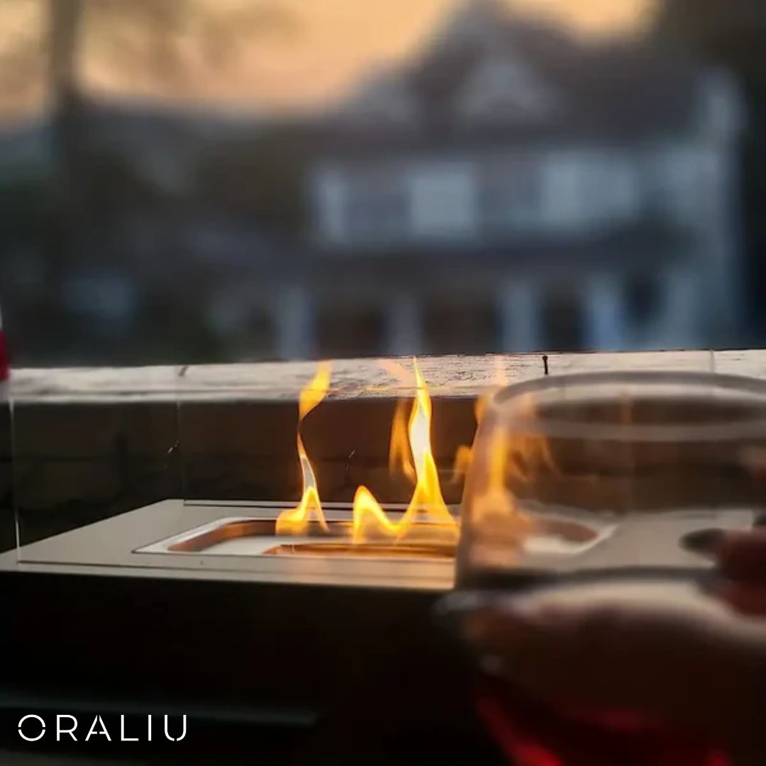 Niki | Bioethanol Table Fireplace – With Protective Glass, Indoor & Outdoor