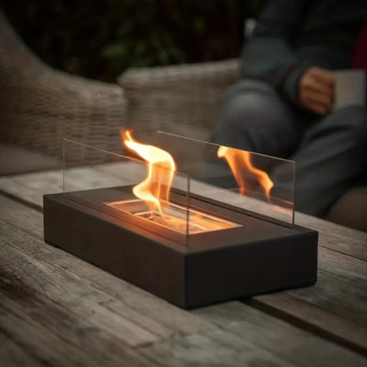 Niki | Bioethanol Table Fireplace – With Protective Glass, Indoor & Outdoor