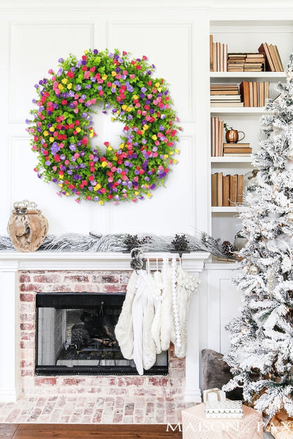Niki | BloomWreath Spring & Summer Front Door Wreath | Handmade Floral Grapevine Accent