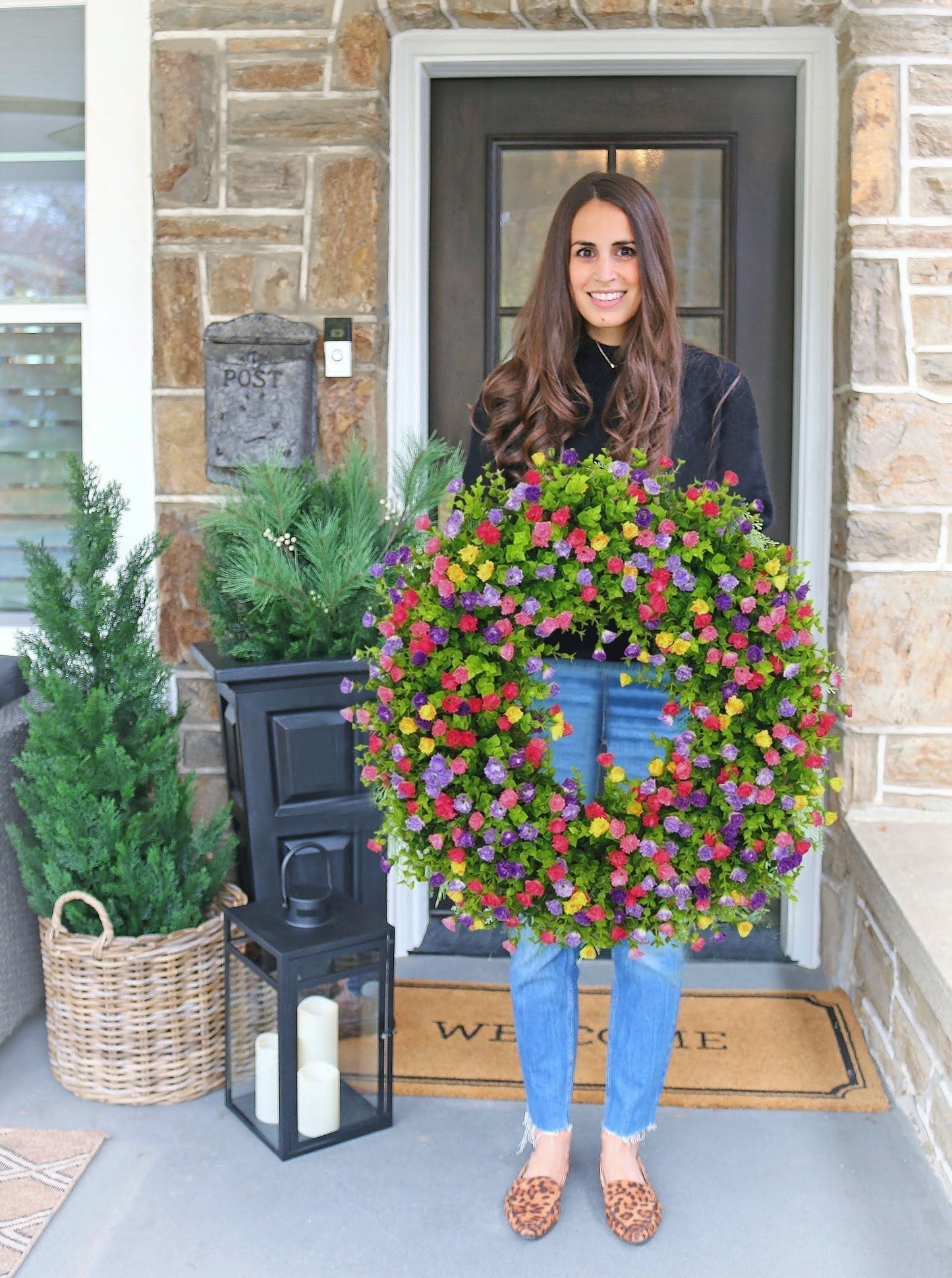 Niki | BloomWreath Spring & Summer Front Door Wreath | Handmade Floral Grapevine Accent