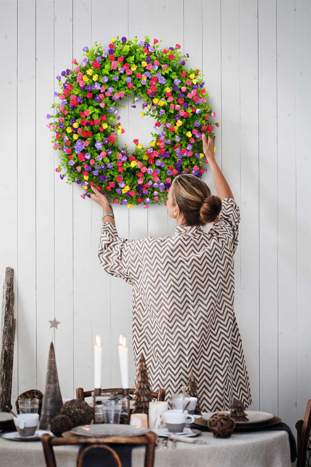Niki | BloomWreath Spring & Summer Front Door Wreath | Handmade Floral Grapevine Accent