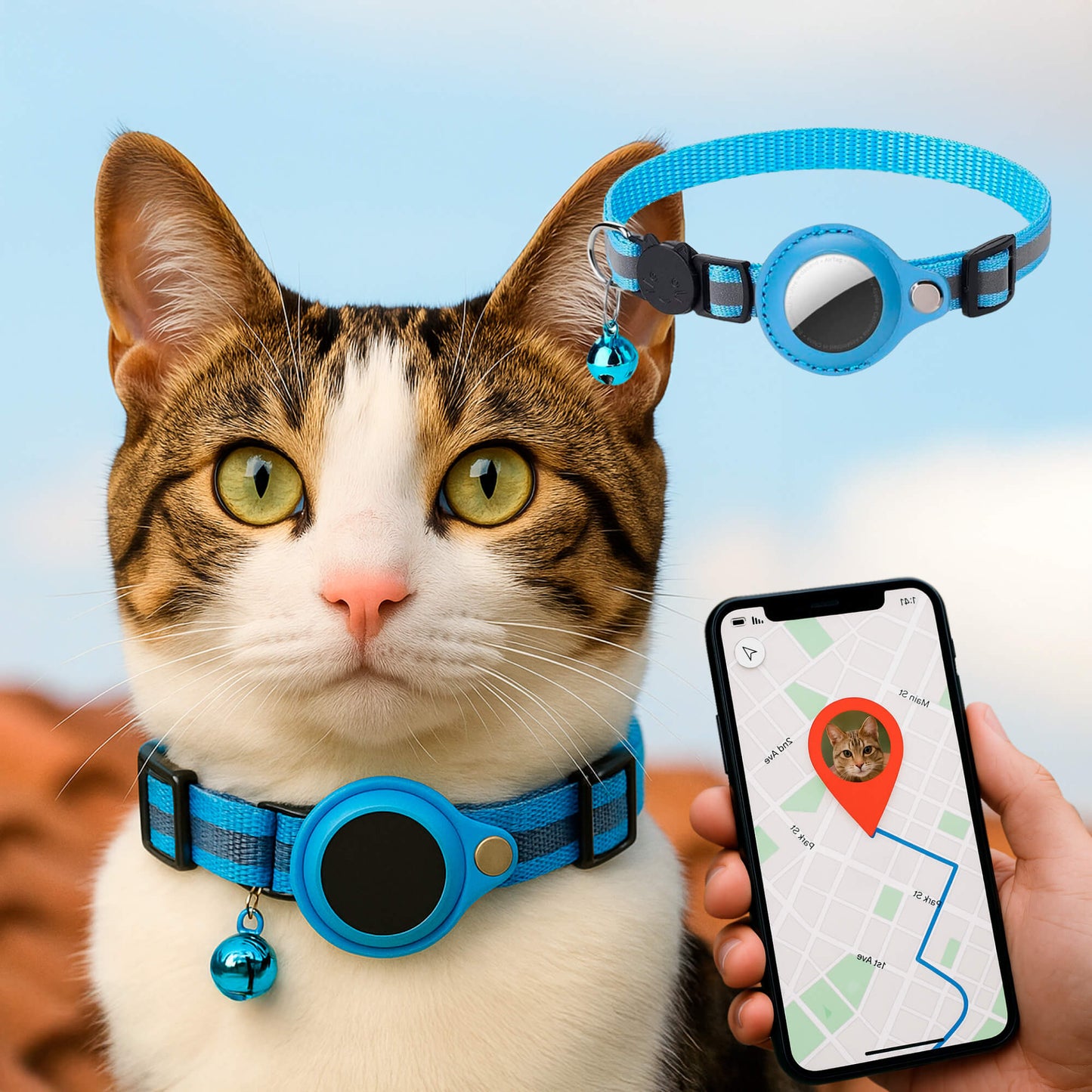 Niki | Cat GPS Tracking Collar | Quick Release Lock, Reflective Design & Durable for Outdoor Safety Adventures