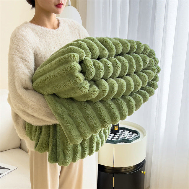 Niki | Soft Ribbed Plush Throw Blanket