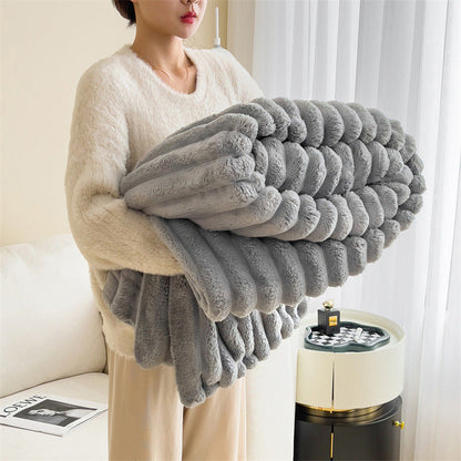 Niki | Soft Ribbed Plush Throw Blanket