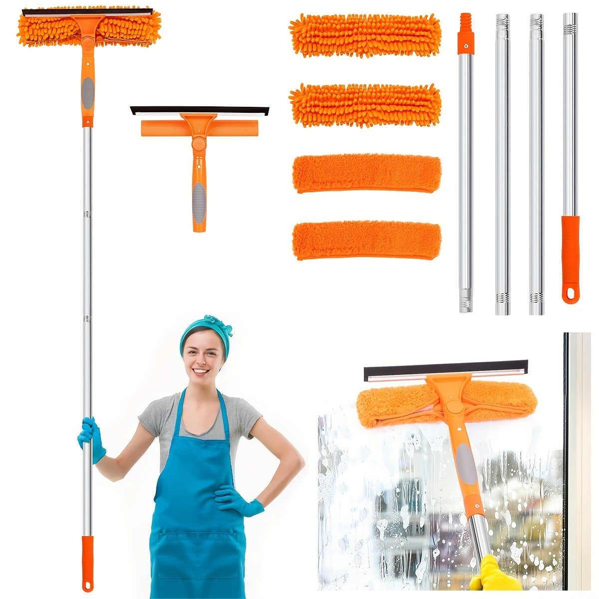Niki | Crystal Clear Window Cleaner – Professional 2-in-1 Telescopic Window and Glass Cleaning System