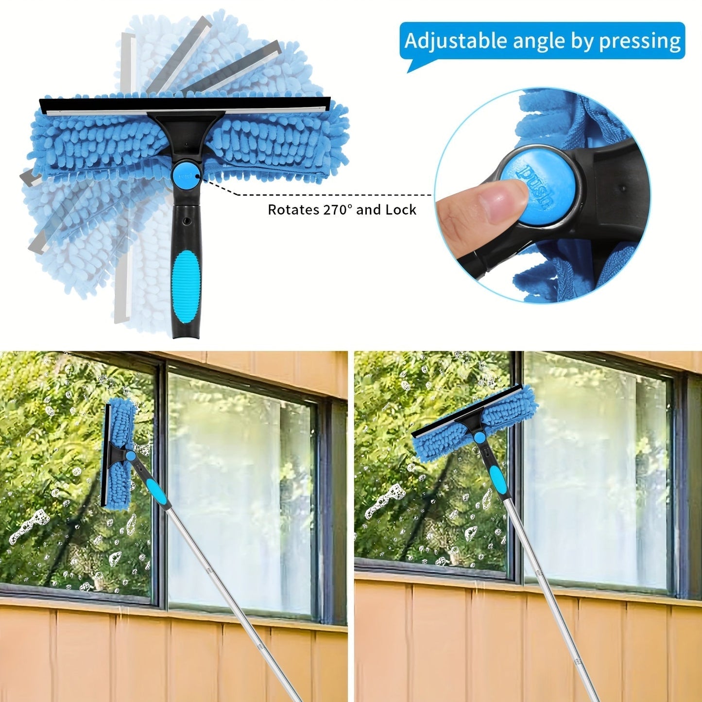 Niki | Crystal Clear Window Cleaner – Professional 2-in-1 Telescopic Window and Glass Cleaning System