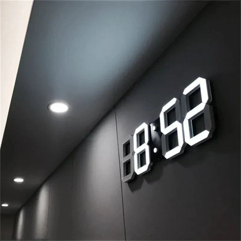 Niki | 3D LED Digital Wall Clock - Modern Style, Adjustable Brightness