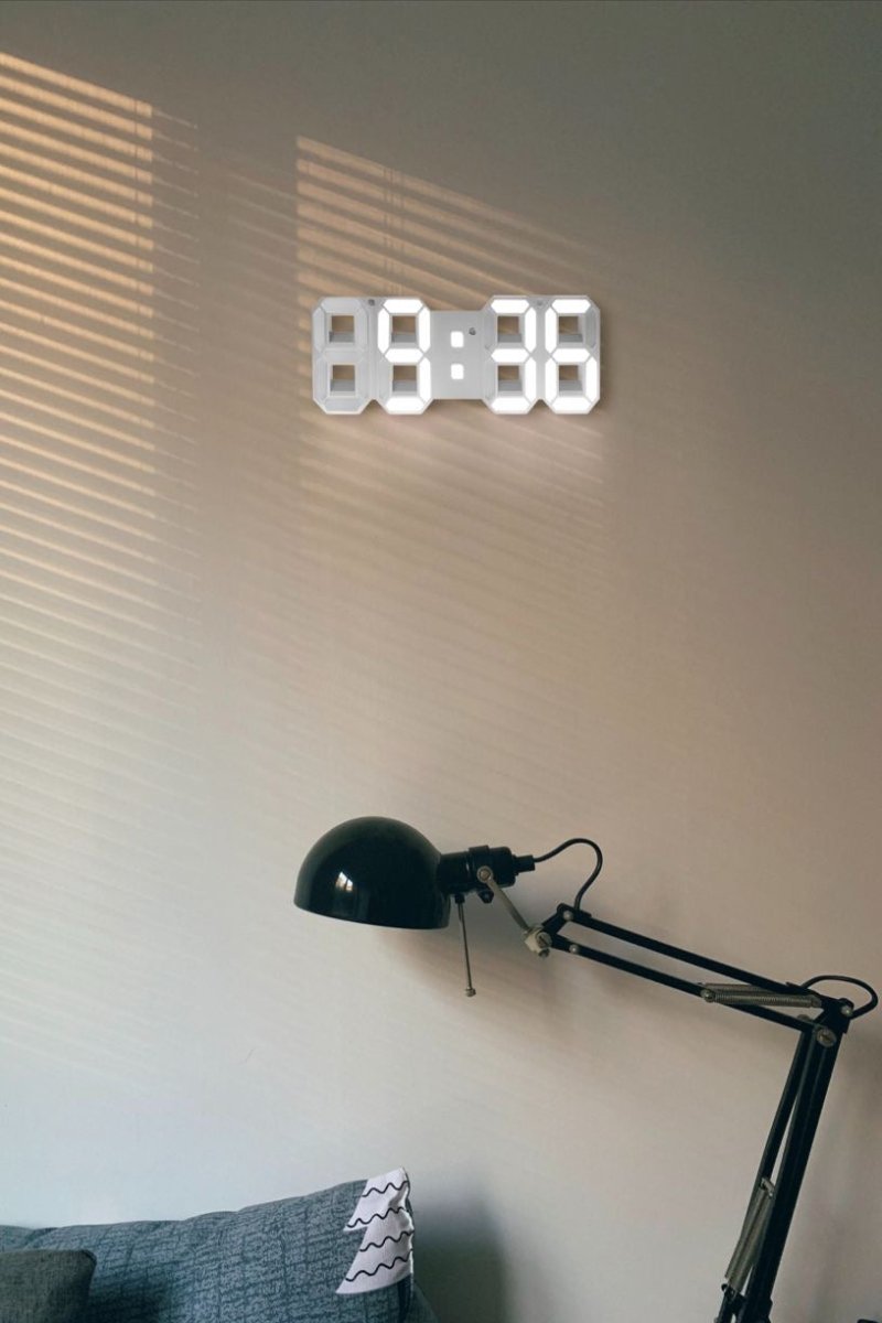 Niki | 3D LED Digital Wall Clock - Modern Style, Adjustable Brightness