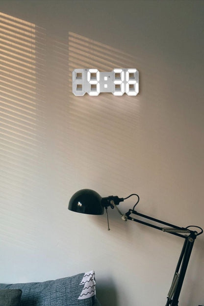 Niki | 3D LED Digital Wall Clock - Modern Style, Adjustable Brightness
