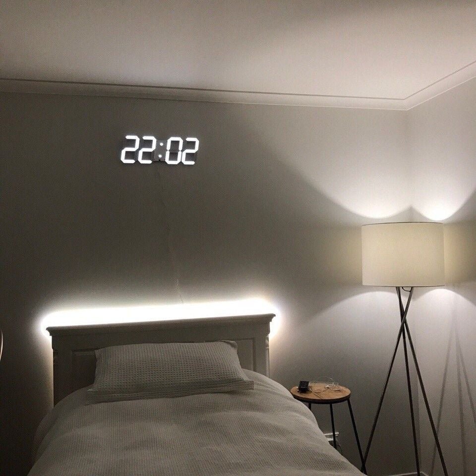 Niki | 3D LED Digital Wall Clock - Modern Style, Adjustable Brightness