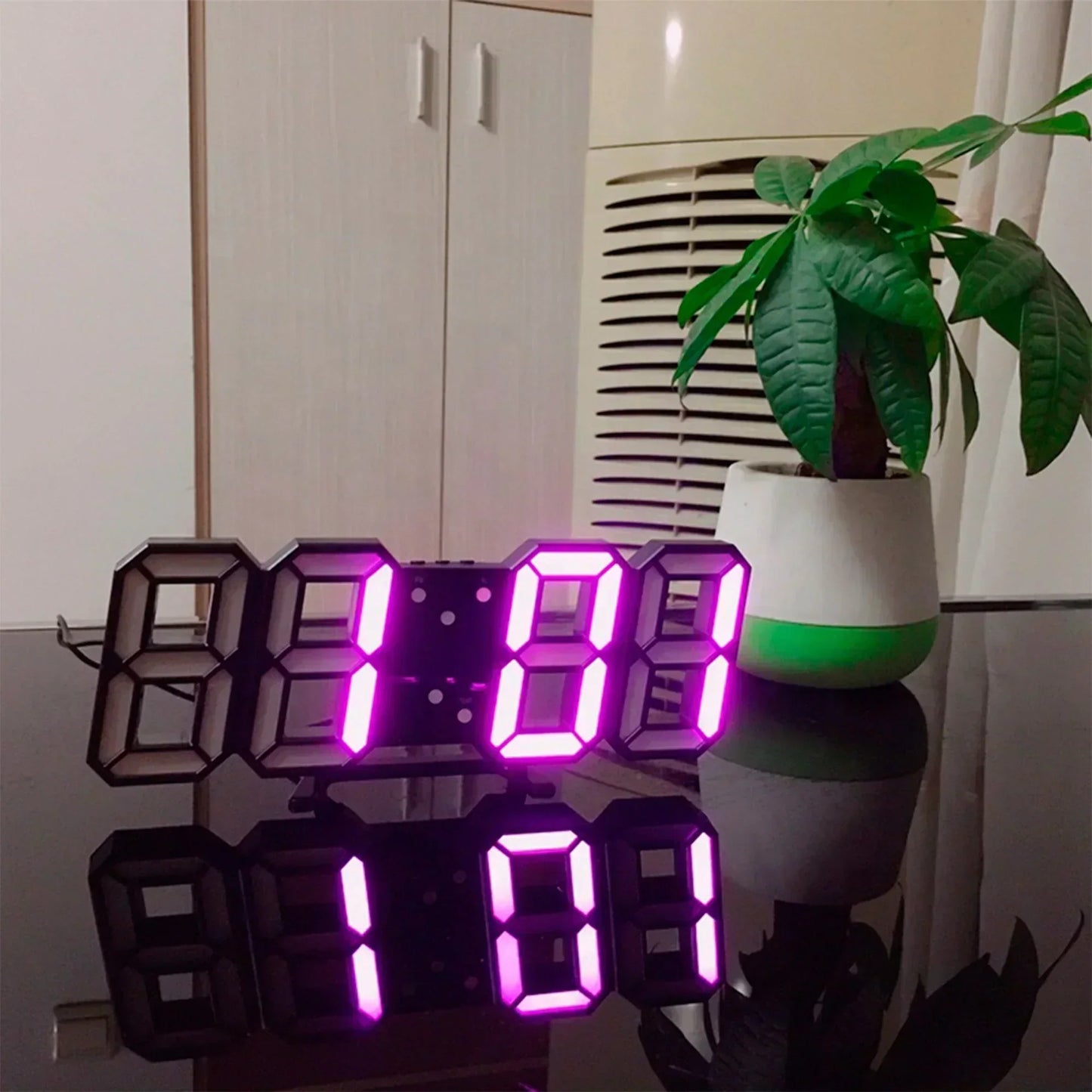 Niki | 3D LED Digital Wall Clock - Modern Style, Adjustable Brightness