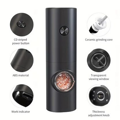 Niki | Electric Pepper and Salt Mill Set with Adjustable Coarseness and LED Light
