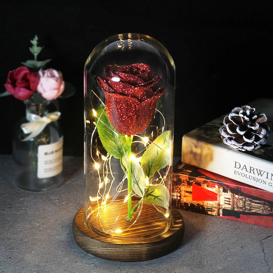Niki – Eternal Rose in Glass Dome with Atmospheric LED Lighting