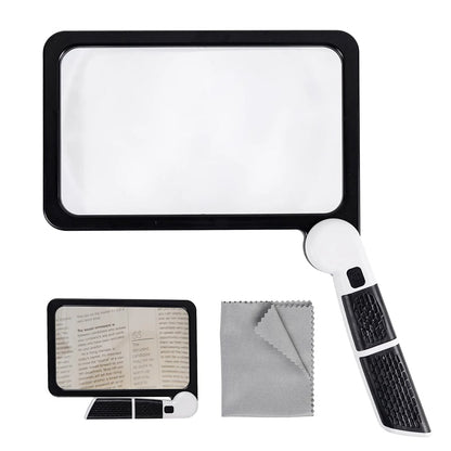 Niki | Full-size Handheld Magnifying Glass – 5X Magnification, LED-lit Magnifier with 3 Modes, Ideal for Reading Books and Seniors