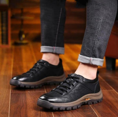 Niki | Hand-Stitched Men's Casual Shoes | Genuine Cowhide Leather | Orthopedic Three-Foot Support Design | Non-Slip Rubber Sole | Water-Repellent & Breathable | Black & Brown