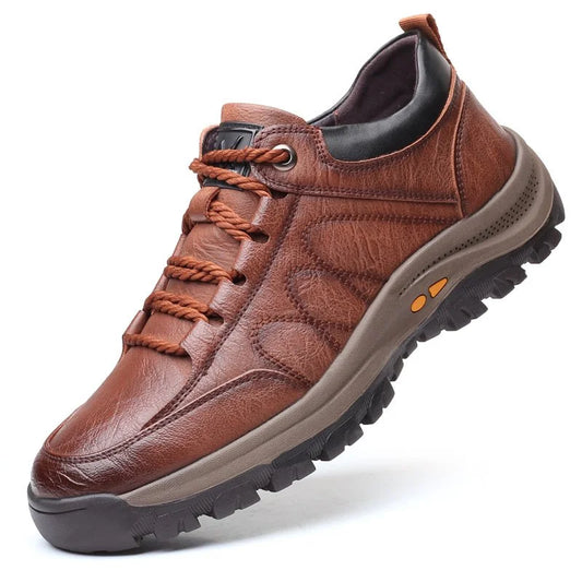 Niki | Hand-Stitched Men's Casual Shoes | Genuine Cowhide Leather | Orthopedic Three-Foot Support Design | Non-Slip Rubber Sole | Water-Repellent & Breathable | Black & Brown