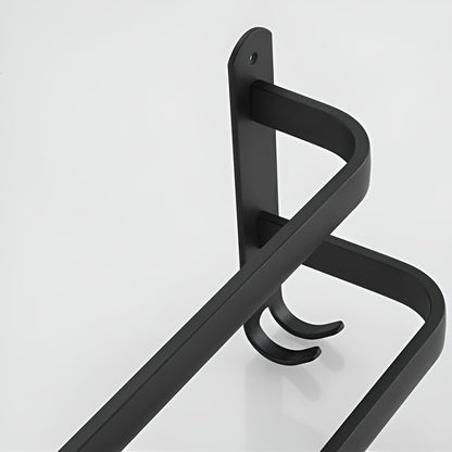 Niki | Aluminum 3-Bar Towel Rack - Black, Drill-Free Wall Mount