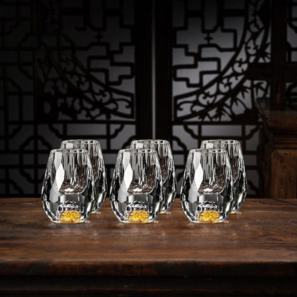 Niki | Luxury Crystal Glasses with Gold Flakes – Handmade – Set of 2 – For Whisky & Premium Beverages