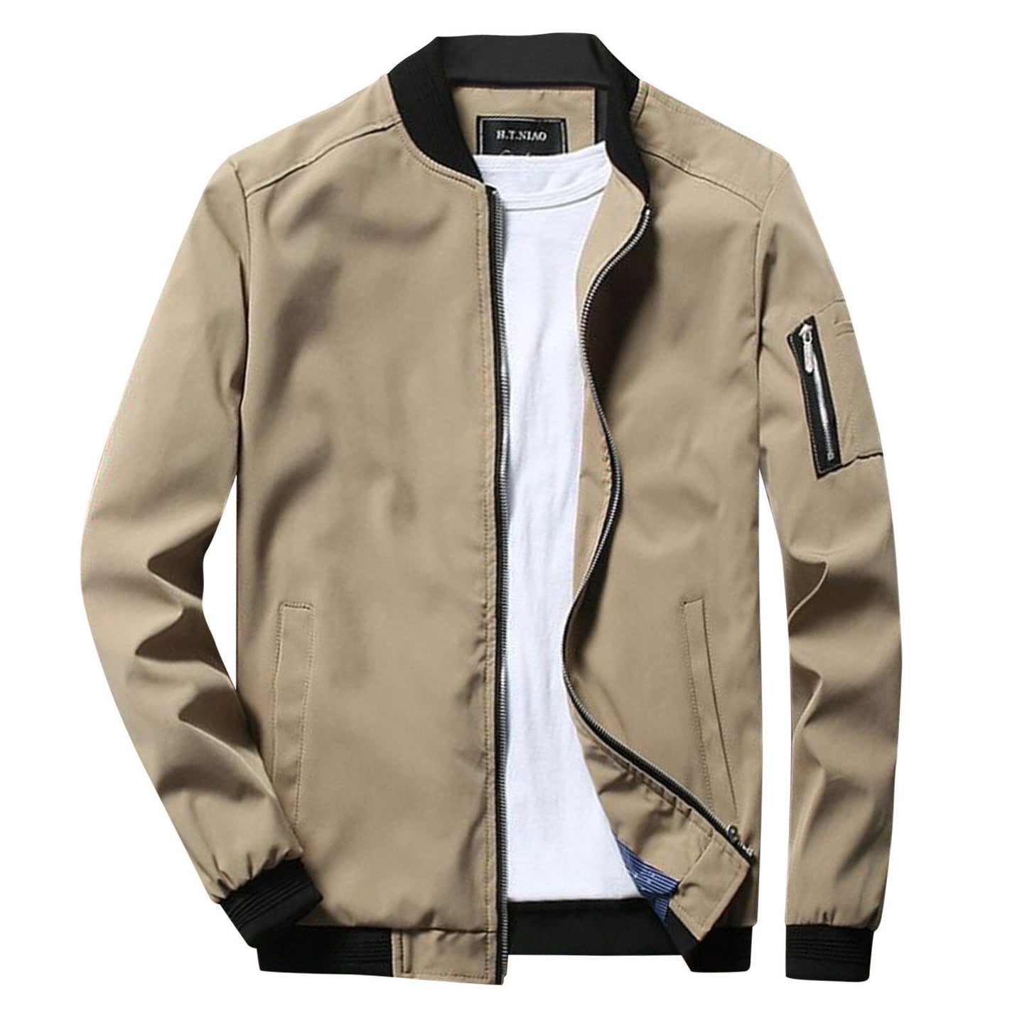 Fashionable Bomber Jacket with Zippered Pocket