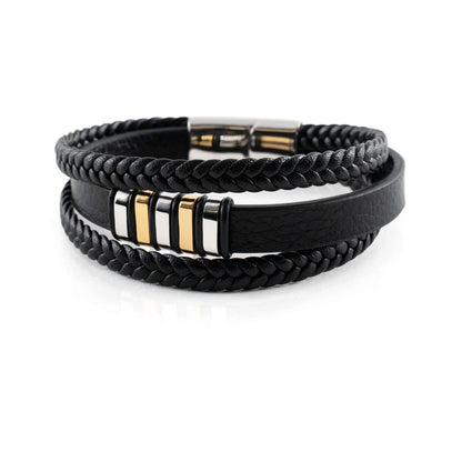 Niki | Men's Braided Leather Bracelet with Metal Accents