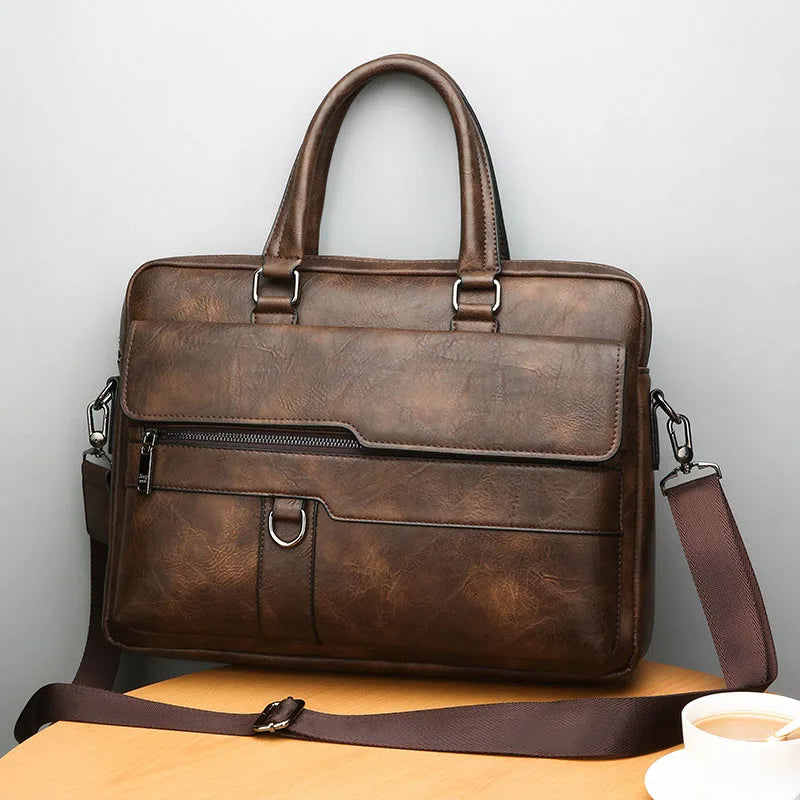 Niki | Men's Briefcase with Front Zip Pocket